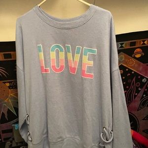 Blue sweatshirt with LOVE